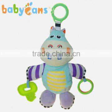 Babyfans little Hippo Cartoon Shaped Stuffed Activity Hanging Toys for Babys china factory wholesale