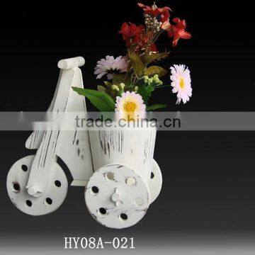 French style beautiful tricycle shape wood garden pot