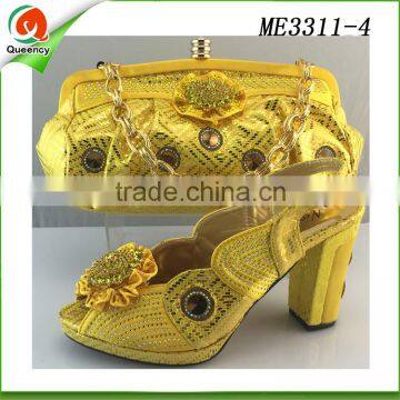 woman wedge shoes italian shoe and bag set yellow handbag for ladies