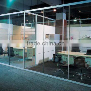 Glass partition curtain wall system for rental office