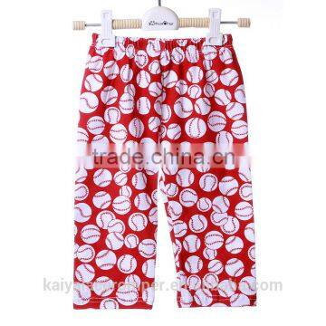 Wholesale fashion baseball icing baby leggings kids red baseball capri legging for children