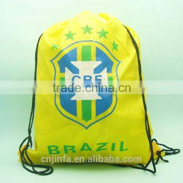 printed nylon sports drawstring bag for promotion