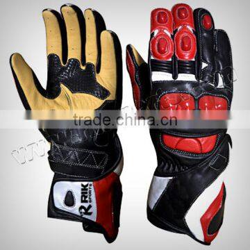 Beautiful Motorbike Gloves WIth Full grain genuine leather knuckle protection, TPU protections at Fingers