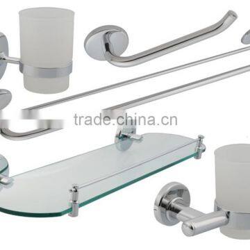 5 Piece Wall Kit in Chrome Includes: Tumbler, Toilet Paper Holder, Double Towel Bar, Glass Shelf