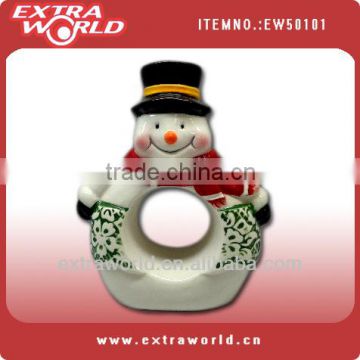 Christmas ceramic napkin ring with snowman design