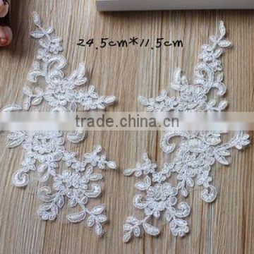 Wholesale Embroidery Lace White Applique For Wedding Accessories,Wedding Dress Neck Collar Applique