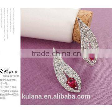 ED-57 Crystal Micro Paving Brass Material Top Quality White Gold Plated AAA Zircon Earring photo-3