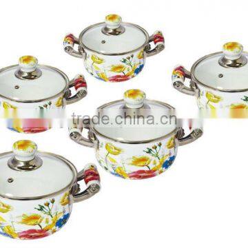 HIGH QUALITY FULL DECAL CERAMIC HANDLE BIG BELLY CASSEROLE SET