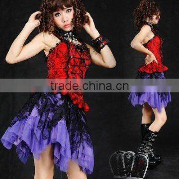 Gothic Multi Layered Lace & Mesh Skirt Red Punk GLP 61160