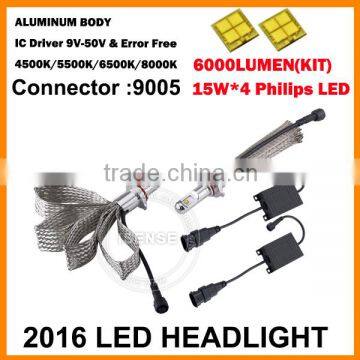 2016 Newest 3600 Lumens 30w Car h1 h3 h4 h7 h8 h9 H10 H11 H13 9004 9005 9006 Headlights Led Quality Choice