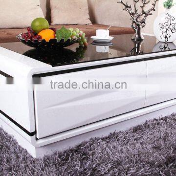 MDF Coffee Table White High Gloss Center Table Coffee Tables With Drawer Quality Choice photo-4