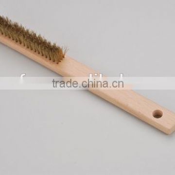 wooden handle small brass wire brush