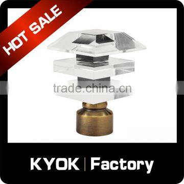 KYOK wholesale hot sell curtain rod crystal curtain finials,decorative curtain finials