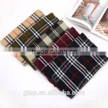 Checked women cashmere checked scarf 160*30