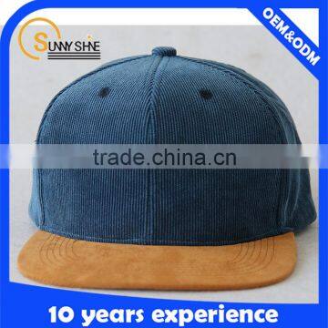 Custom 6 Panel Plain Corduroy Snapback Caps Wholesale High Quality Short Brim Snapback Caps