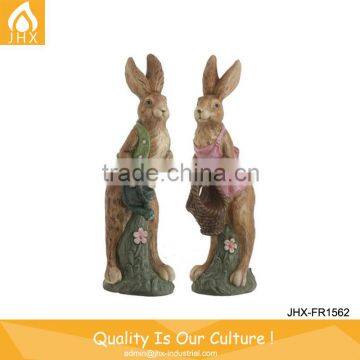 Chinese Factory Handmade Carved Resin Rabbit Figurines Easter Bunny photo-2