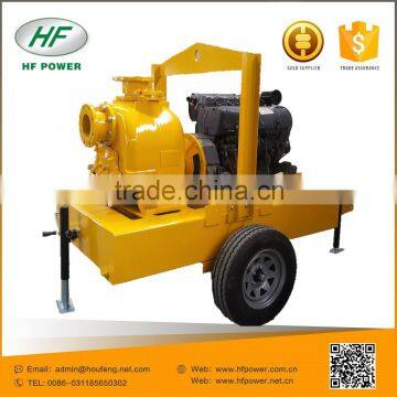 High quality HFCT4 4 inch self priming sewage pump unit with trolley