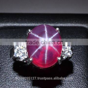 14x12 MM Ruby Star Sapphire Ring Lab-Created Sterling Silver 92.5 Size 6.57