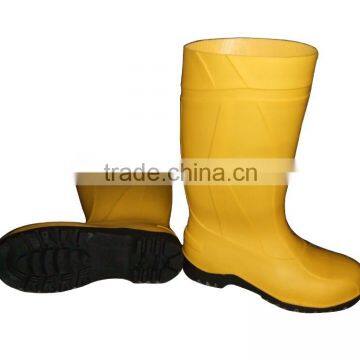 Yellow PVC rain boots with steel toe