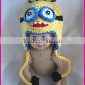 Handmade knit crochet minion hat minion beanie hat