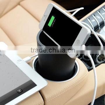 3 USB port Cup shape Car Charger with holder