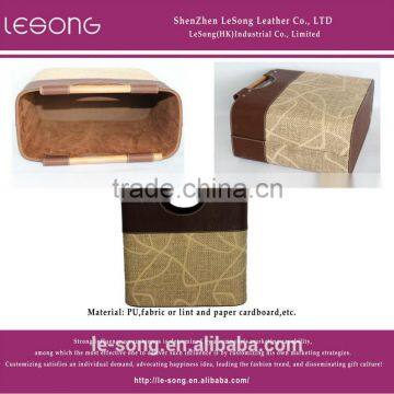 Leather Cover Paperboear Storage Basket Made In China