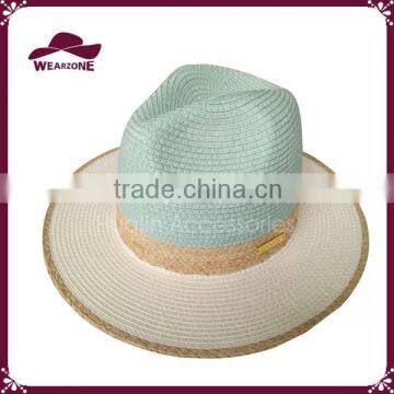 2016 Two Tone Color Woman Straw Hat For Sale Panama Fashion Wide Brim Hat