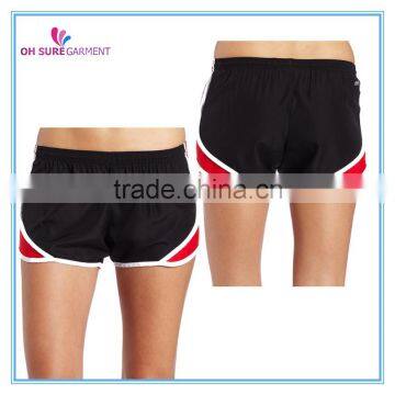 womens 100% polyester gym shorts with trimming