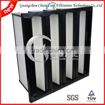 High efficient ABS plastic frame v bank fibreglasss combined ventilation Filter