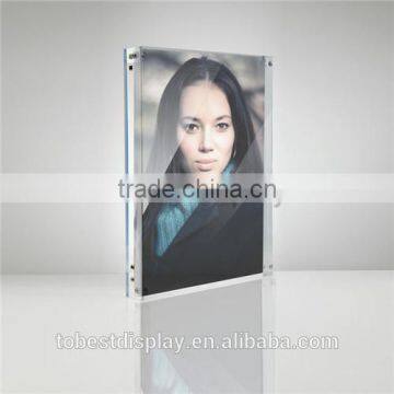 super pop famous brand double sided acrylic frameless picture frame/acrylic magnetic photo frame