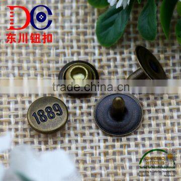 Metal Button Antique Brass Jeans Rivet with Custom Logo,Apparel Jeans Rivet Buttons for Jeans