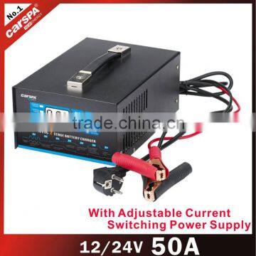 portable external battery charger with switching power supply function - 12/24V 50A