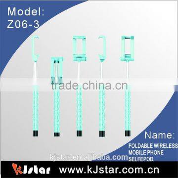 KJstar Z06-3 New Bluetooth Selfie Stick (foldable phone clip design)