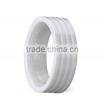 Fantastic White Triple Grooved Ceramic Wedding Ring
