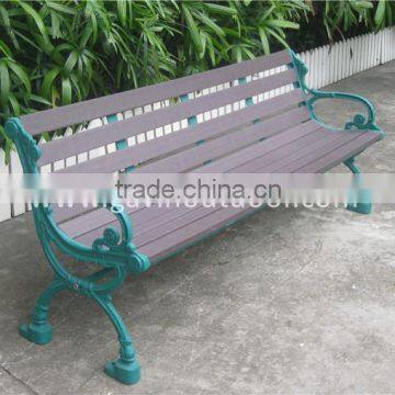 Outdoor wrought iron bench recycled plastic bench for park