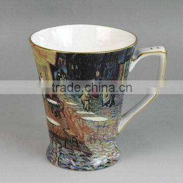 Lead Free gold rim ceramic painted modern turkish coffee cups