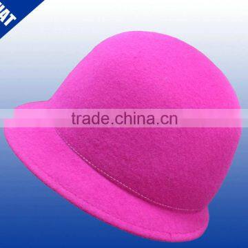 Cute plain pink color wool fedora hats