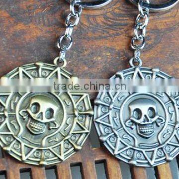 Creative Skull car gold coins key chain/skull key ring