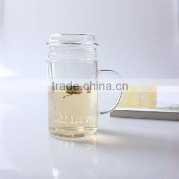 china supplier wholesale clear double wall glass office tea cup with infuser