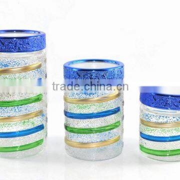 Hand painting glass storage jar with lid