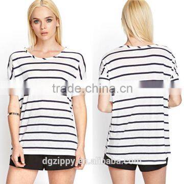 Fashion women stripe t shirt design/latest shirt designs for women