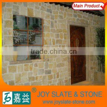 Natural yellow brick and stone houses