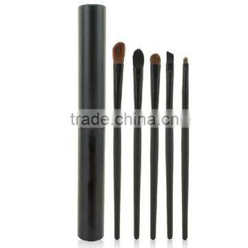 China supplier OEM 5 piece brush set cosmetic brush horsehair&goat hair brush Metal tube