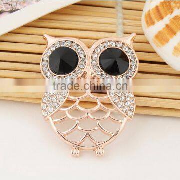 China wholesale cute owl shape design rhinestone brooches for women