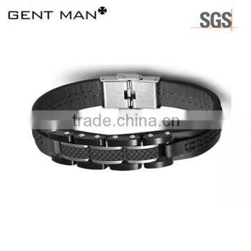 Carbon Fiber Leather Men Jewelry Bracelet Wholesale in China