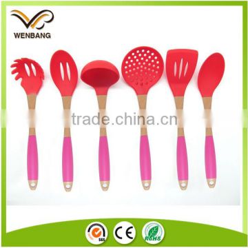 Kitchenware utensil bakeware set wooden handle silicone cookware