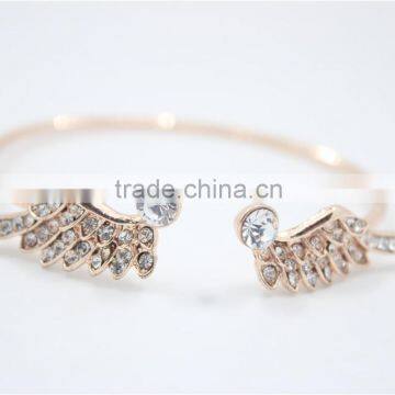 Cuff Ring Rose Gold Wave Pattern Bracelet White Crystal Rhinstone Wings Open Adjustable Cuff For Women For 2016New Intrend Style