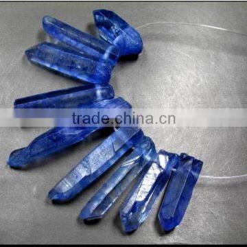 CHARMING BLUE AURA QUARTZ CRYSTAL POINT FOR NECKLACE Wolesale