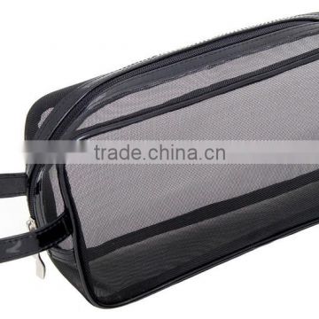 Black nylon Mesh Makeup Bag