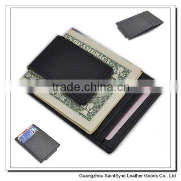 003 Custom leather credit card holder magnetic money clip wallet